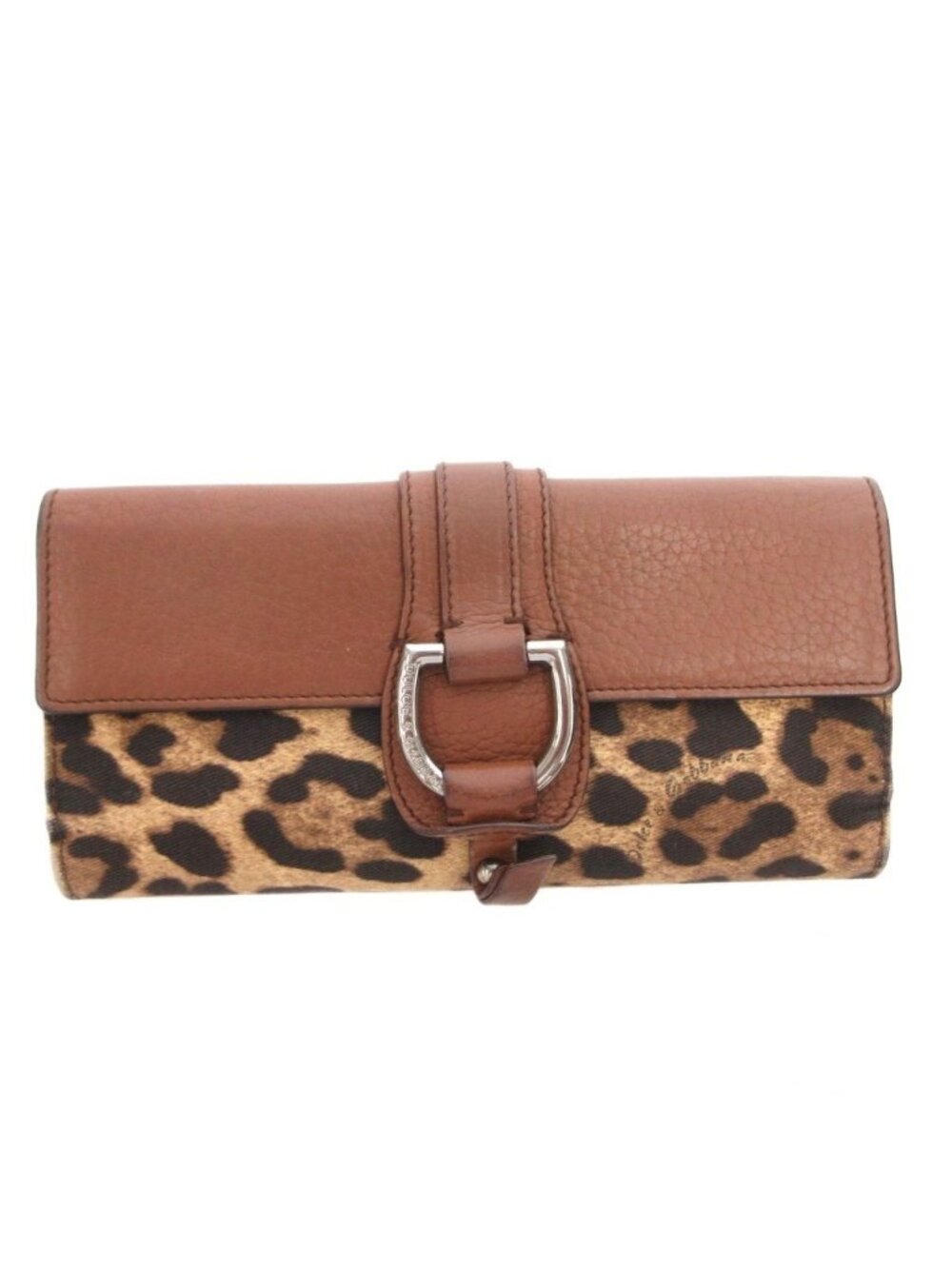 Dolce & Gabbana Wallet with Coin Purse Leopard Pattern Leather Canvas Brown - Picture 1 of 8